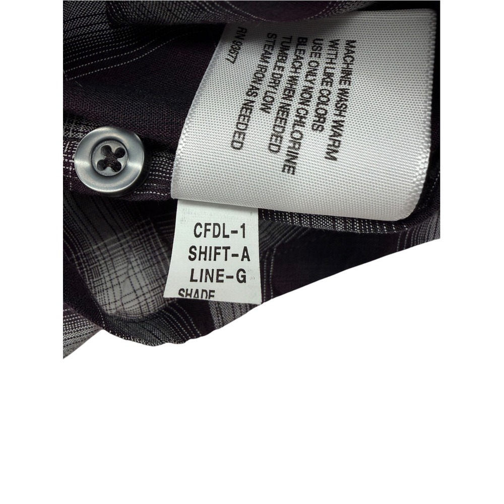 JF Ferrar Modern Fit Men's Medium Burgundy Plaid Long Sleeve Button Up Shirt - Picture 9 of 12
